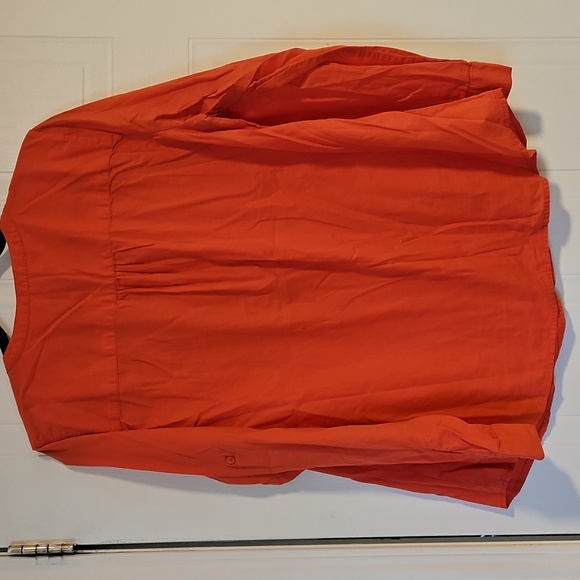 GAP Womens Large Coral Pintuck Blouse Top Long Sleeve Collar Casual c - Picture 4 of 4